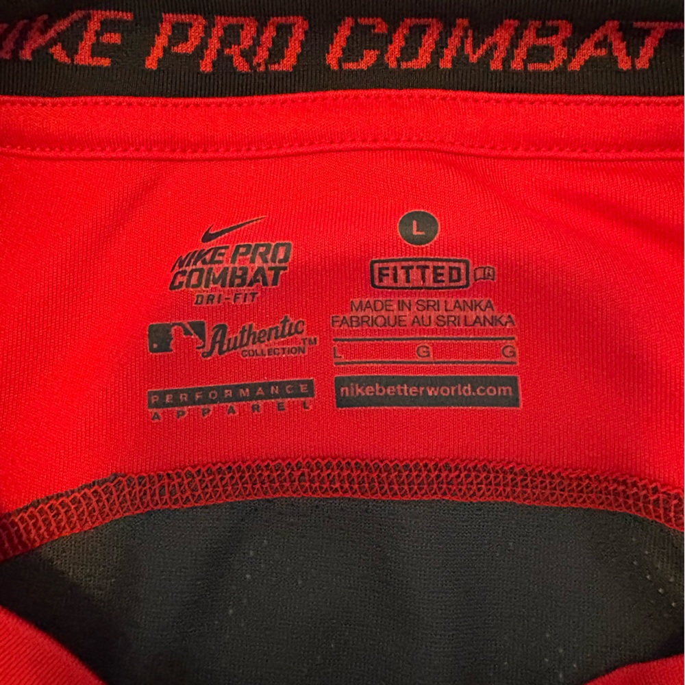 Nike Pro Combat Red and Black Shirt - Picture 2 of 4